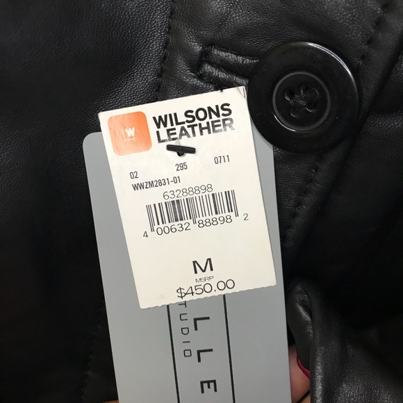 Wilson’s leather Black Trench button up Coat NWT - Picture 3 of 6